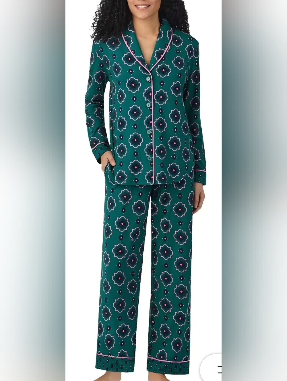 Room Service Womens Green Pink Geometric Pattern 2 Piece PJ Set XxL